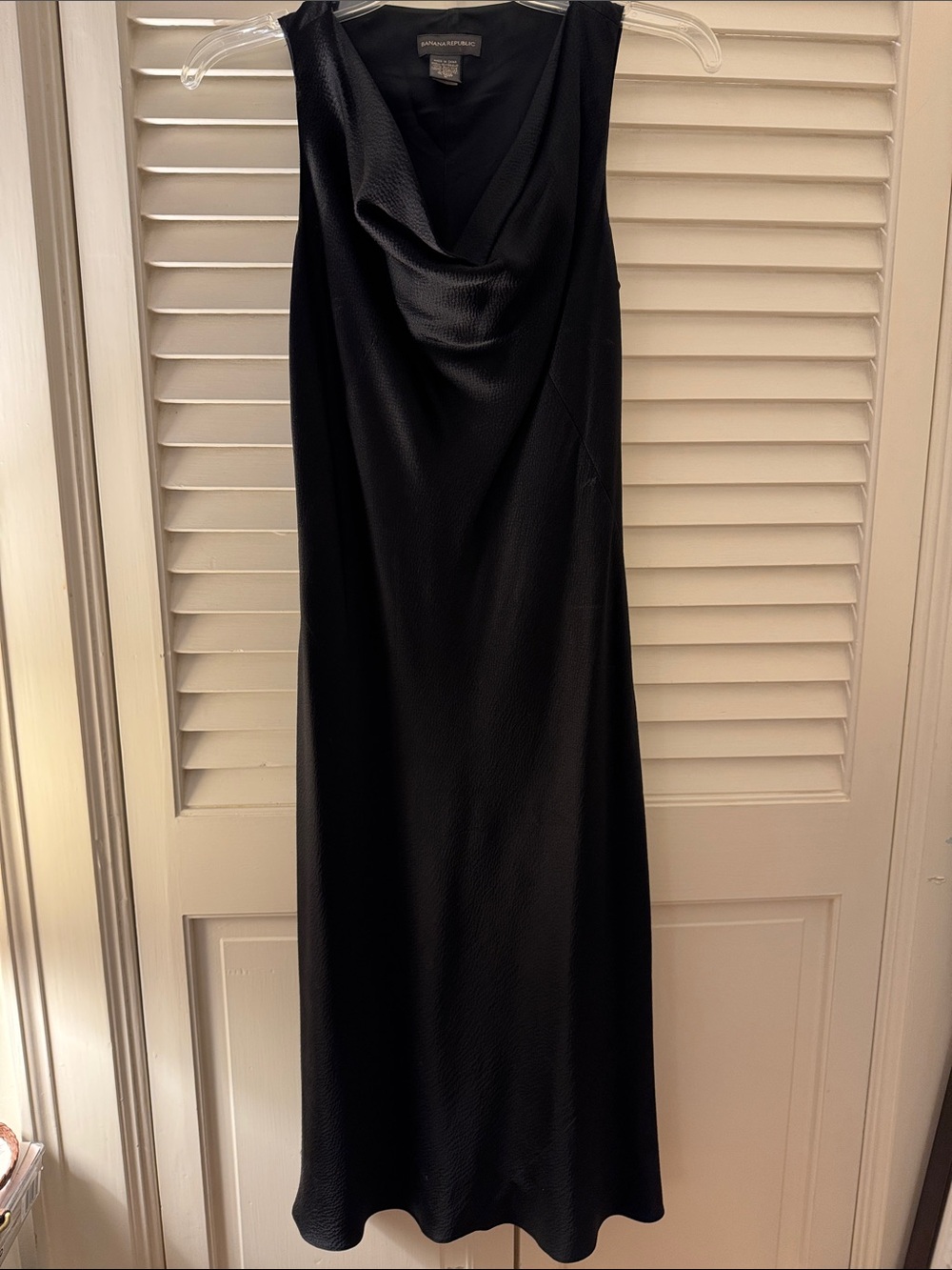 Banana Republic Black Sleeveless Cowl-Neck Silk Dress